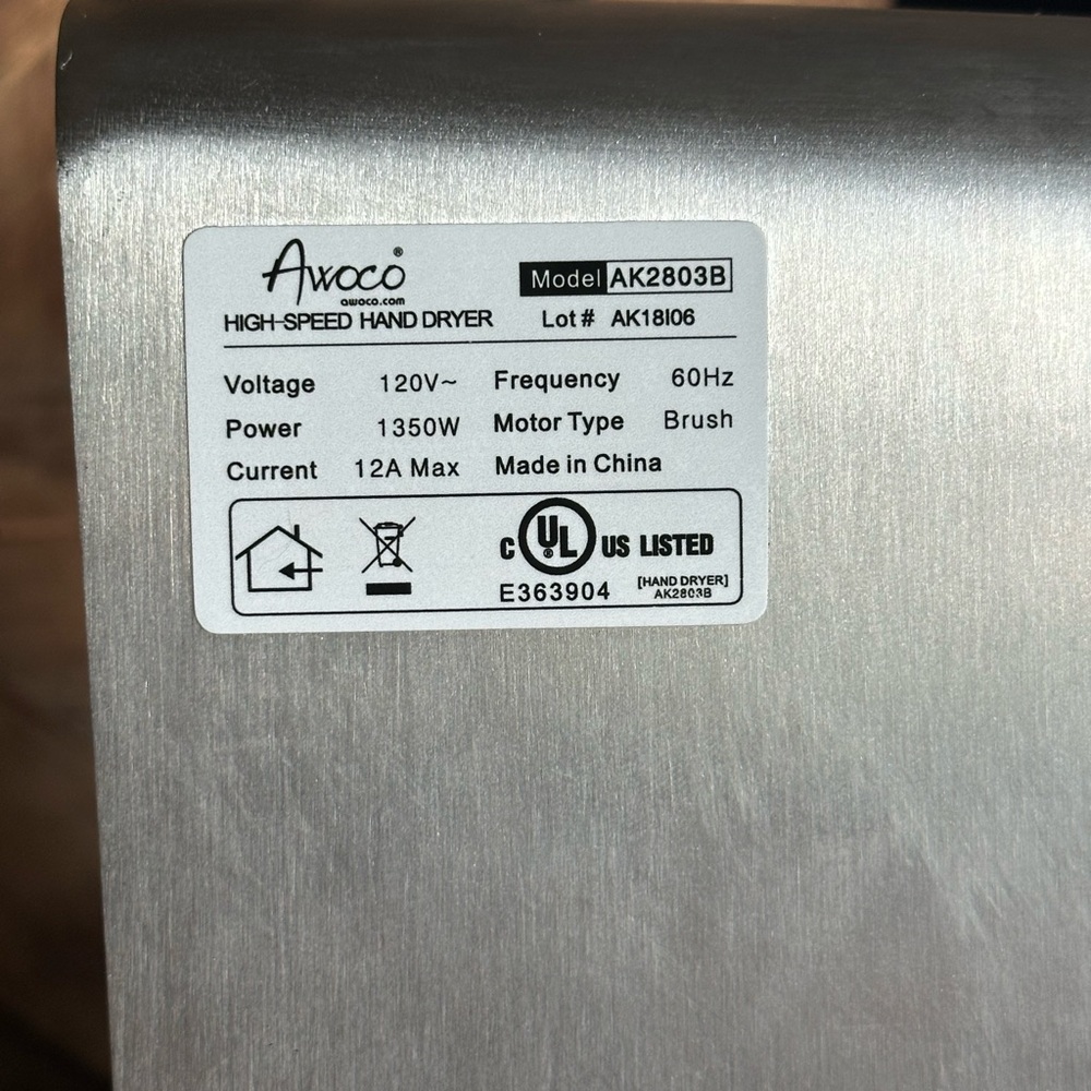 NEW opened box Commercial Hand Dryer - Automatic, Awoco Compact - Picture 10 of 13